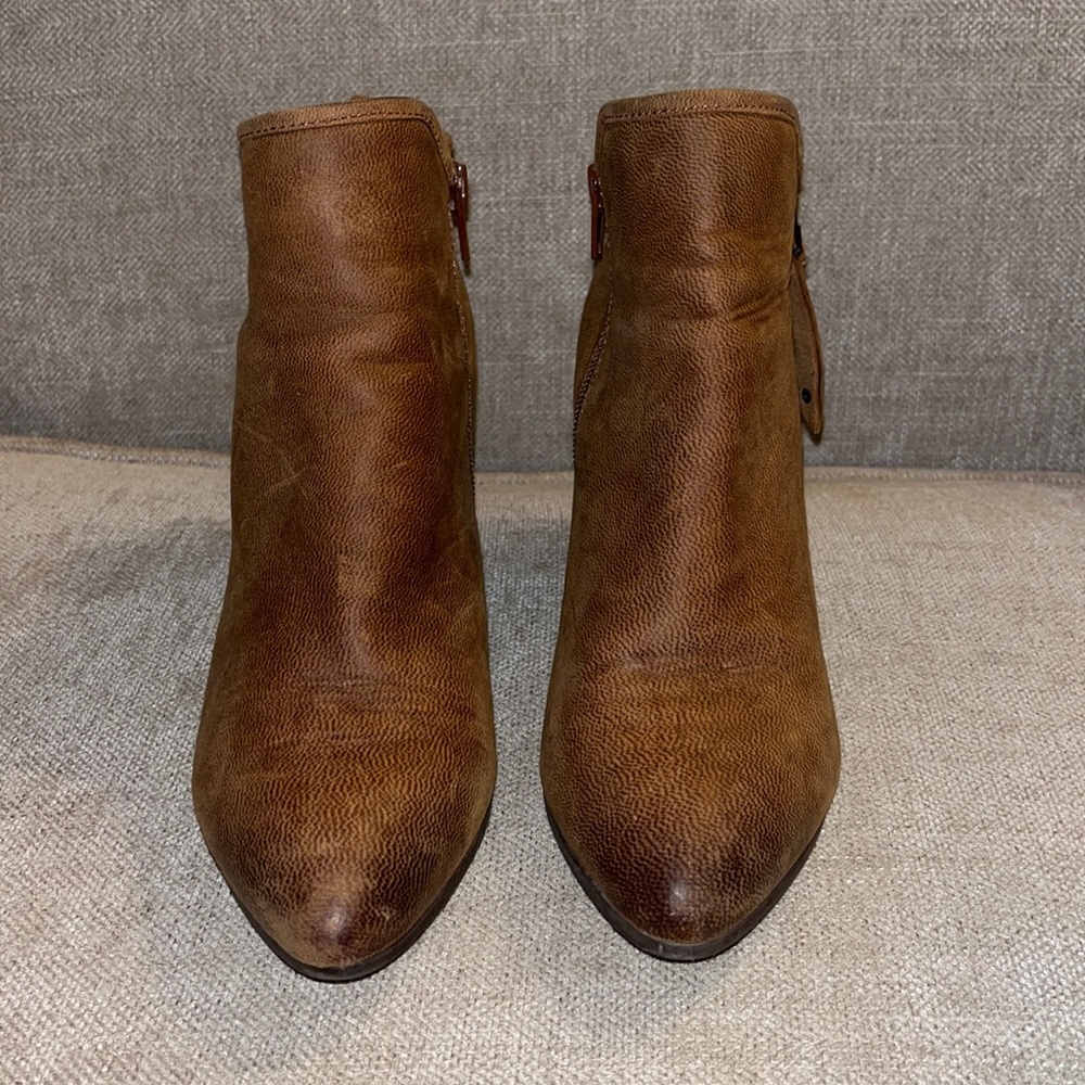 Brown leather ankle boots